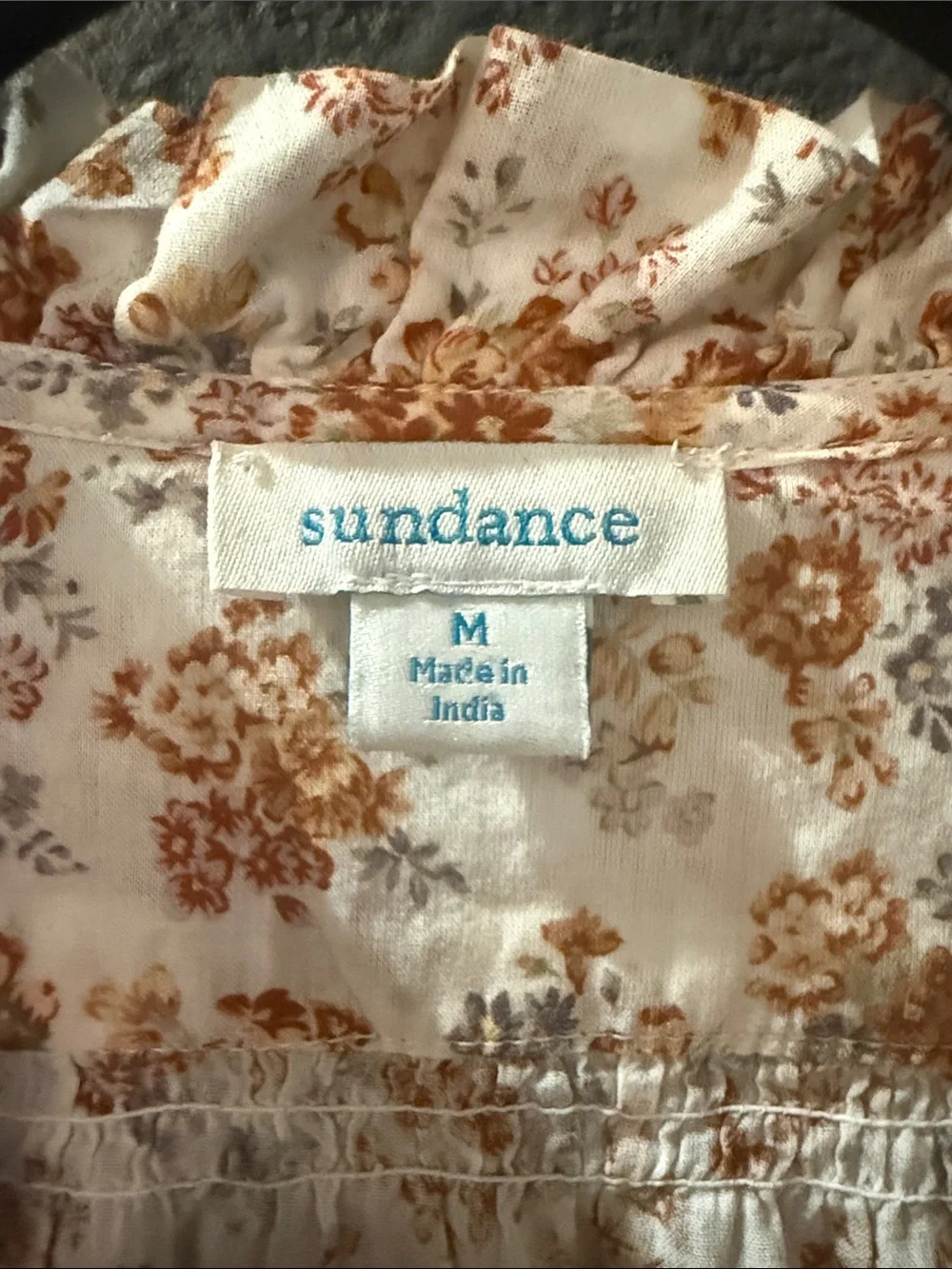 Sundance Cream Floral Button-Front Ruffle Blouse with Mustard Accents - Picture 2 of 6